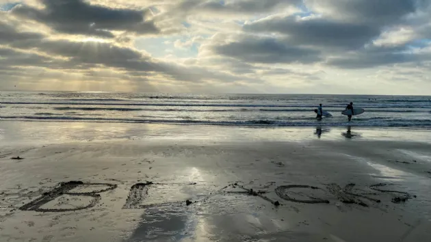 Surfers at Blacks Beach Near Sunset