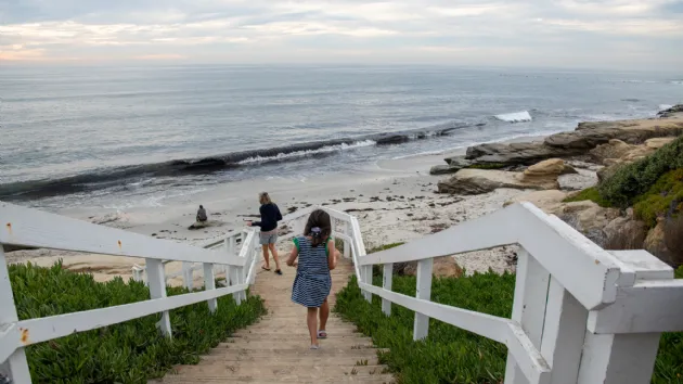 Walking Down the Stairs at Windansea