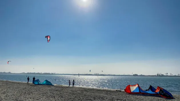 Getting Ready to Kite Surf in Sail Bay