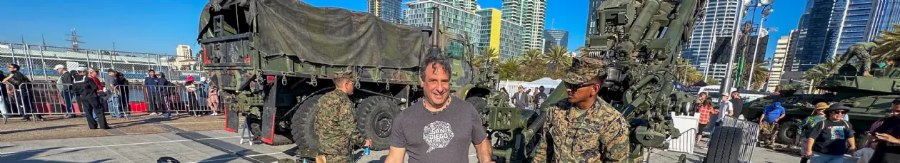 Todd Holding Howitzer Shell at Fleet Week San Dieg