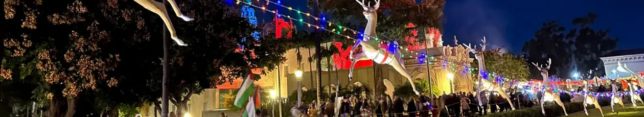 Reindeer at Balboa Park's December Nights