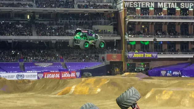 Monster Truck Flying Through the Air at Monster Jam in Petco Park