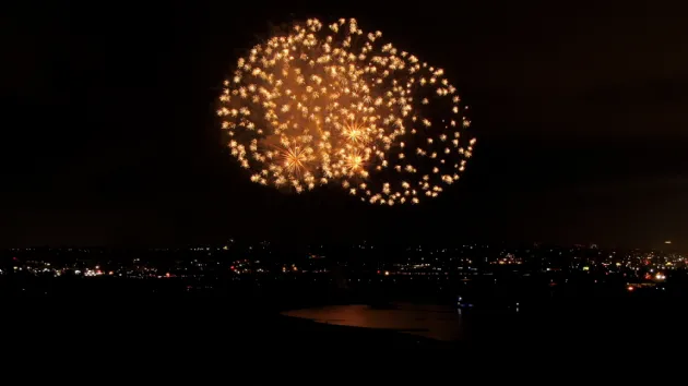 Beautiful Fireworks Over Mission Bay