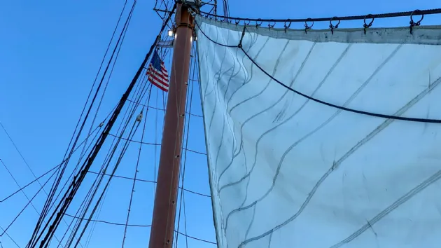 Massive Sail with the American Flag on the Star of India