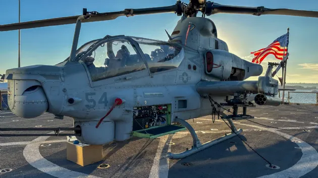 Ah 1Z Viper Attack Helicopter on Deck of USS Germantown at Fleet Week San Diego