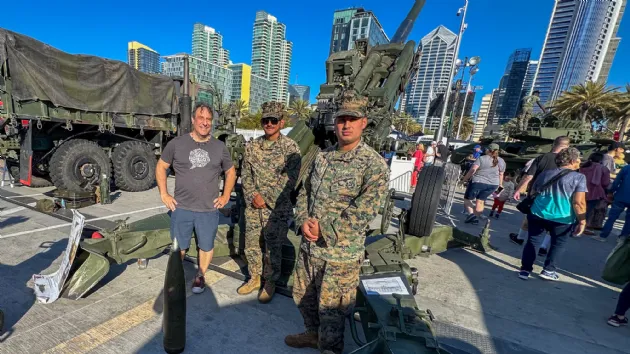Next to 155Mm Artillery Shell and M777 Howitzer at Fleet Week San Diego