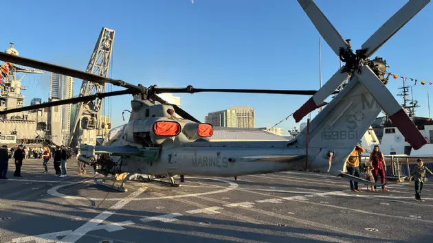 Rear View of Ah 1Z Viper Helicopter on USS Germantown at Fleet Week San Diego