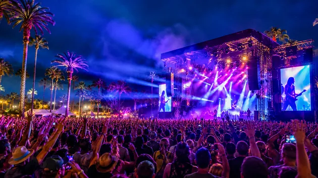 Crowd enjoying a nighttime outdoor reggae music festival in San Diego with palm trees, stage lights, and live performers