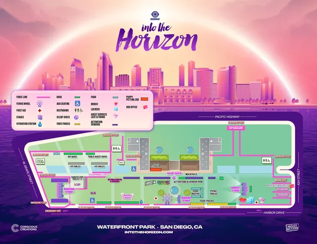 Map of Into the Horizon San Diego Music Festival