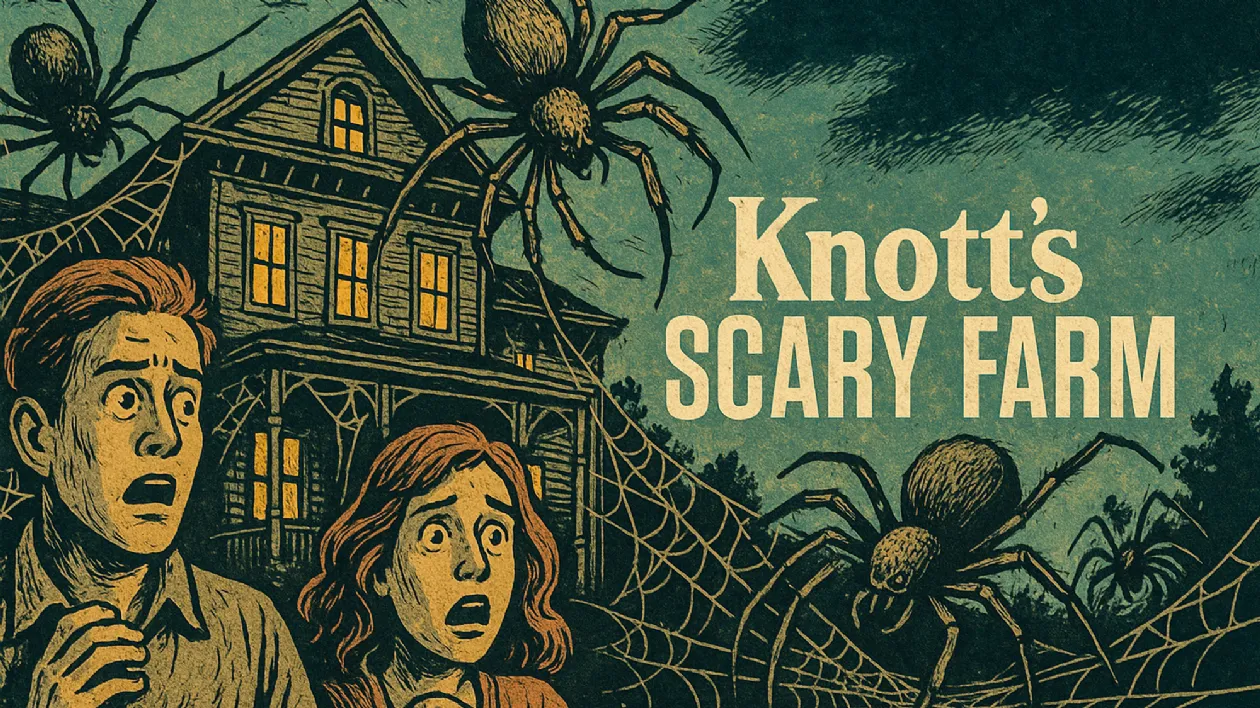Knotts Scary Farm Scared Family with Spiders