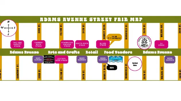 Map of the Adams Ave Street Fair