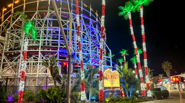 Wooden Roller Coaster at Winter Wonder at Belmont Park