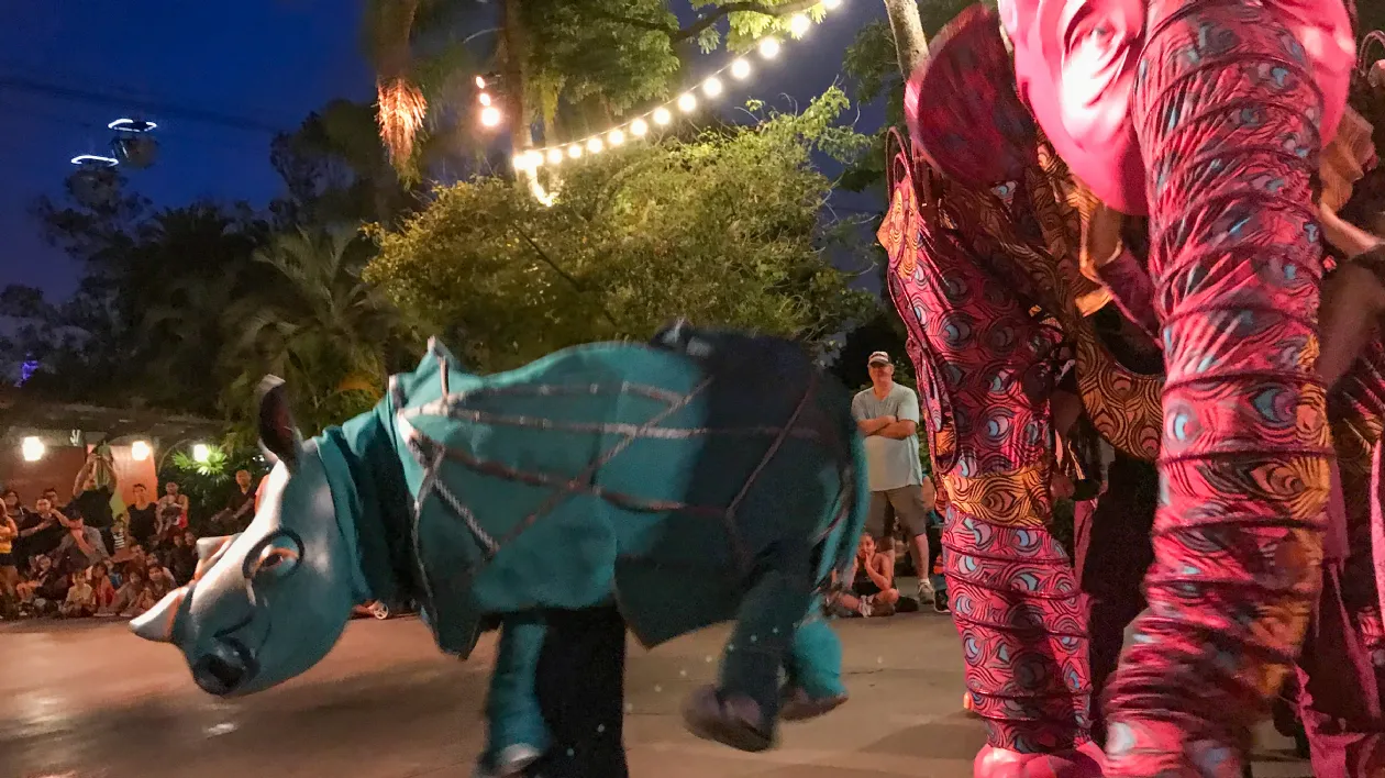 Rhino at the Nighttime Parade at the San Diego Zoo