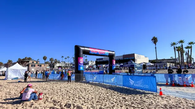 Getting Ready for the Runners to Finish at the  PB 5K