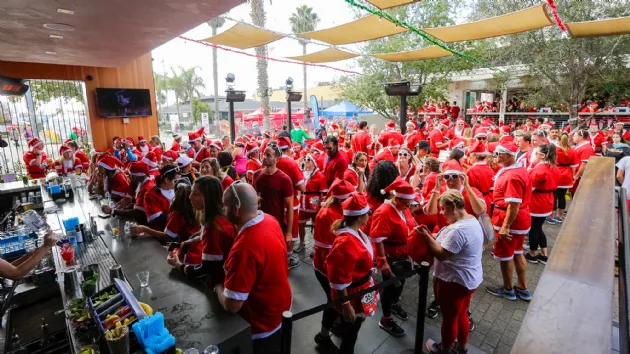 Getting a Drink After the San Diego Santa Run