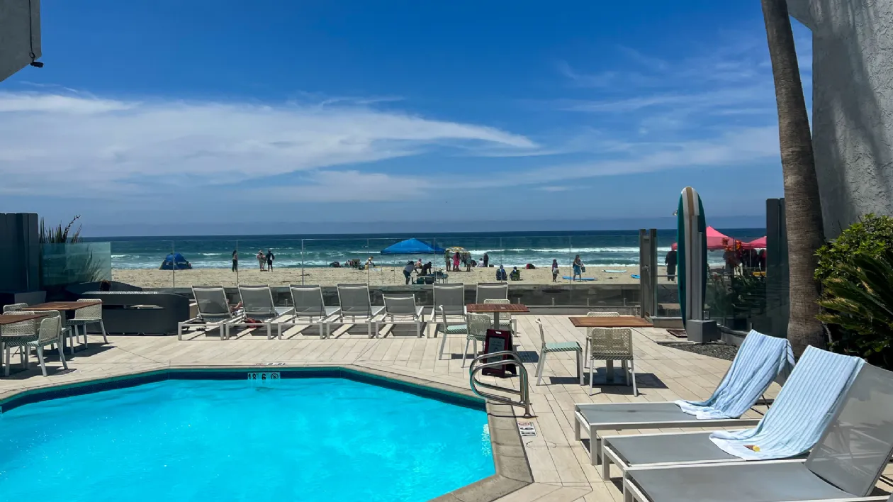 Swimming Pool with a View of the Beach at The Wayfarer San Diego