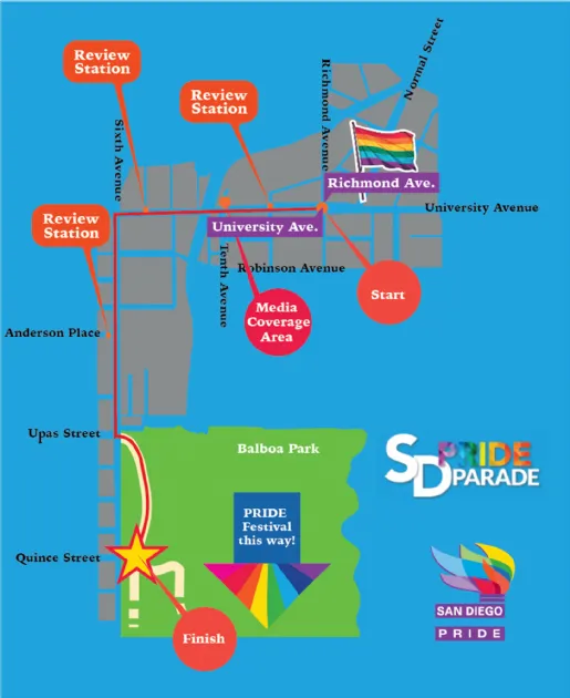 San Diego Pride Parad Map 2025
