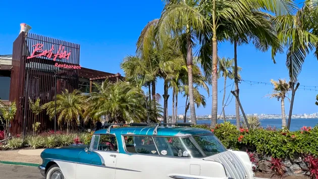 Bali Hai Restaurant with a Classic Car on Shelter Island