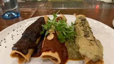 Three Types of Mole Enchiladas at Tahona Bar in Old Town